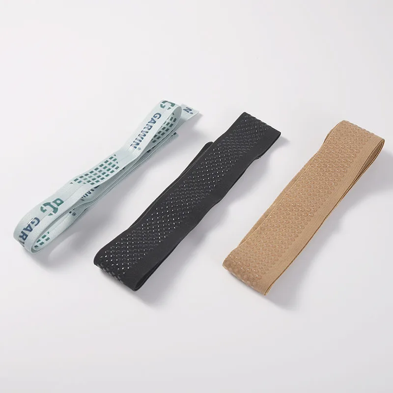 Factory custom Waterproof Elastic Webbing Tape Eco-Friendly Nylon Coated Anti Slip Band Silicone Elastic Webbing