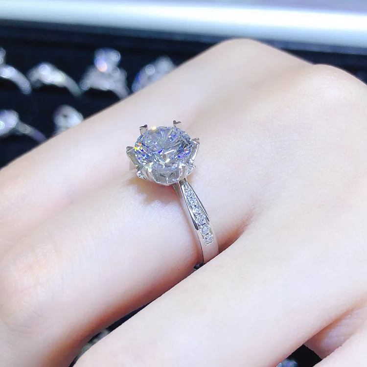 Luxury 0.5/1.0/2.0ct Moissanite Ring Engagement Full Diamond Princess Women Wedding Ring Sterling Silver 925 YGDR10120