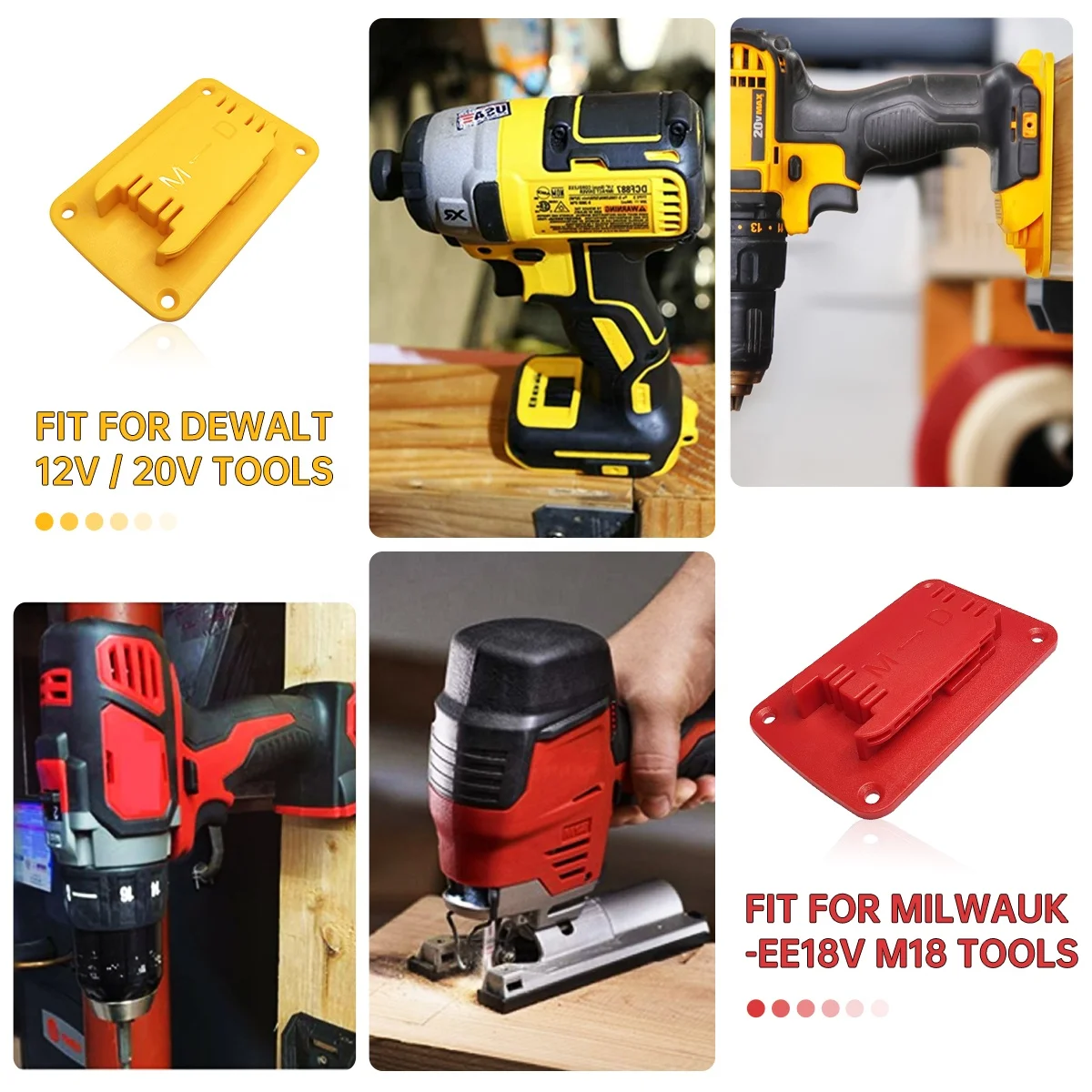 Wholesale Cordless Power Tool Mount Adapter Dock Holder Compatible with Dewalt 20v Tools & Milwaukee 18v M18 Tools Battery Mount