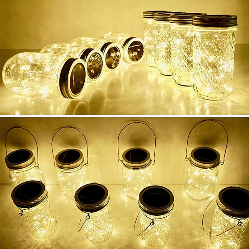 Creative Solar Mason Bottle  Light String Cross border Solar Mason Can Light