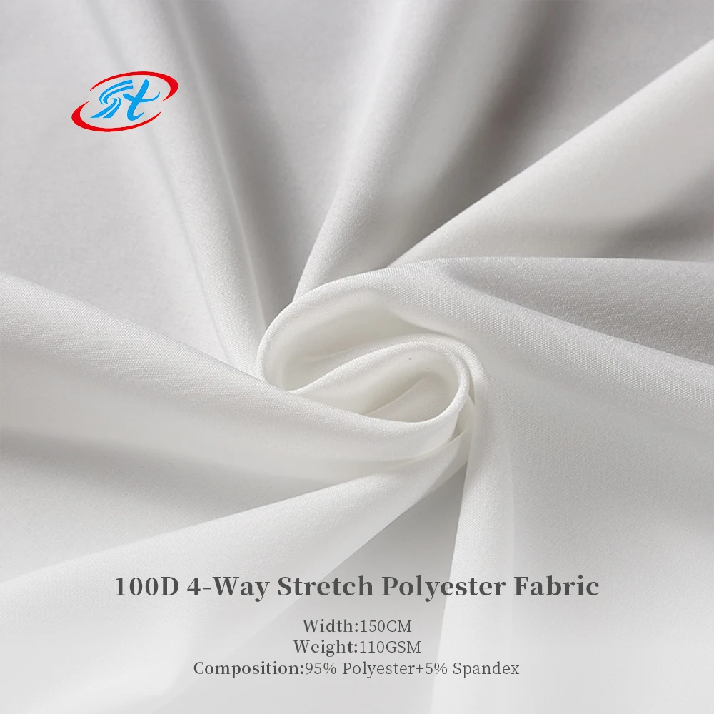 100D 110gsm 4 way stretch fabric 95 polyester 5 spandex fabrics for outdoor clothing lining jacket t shirt