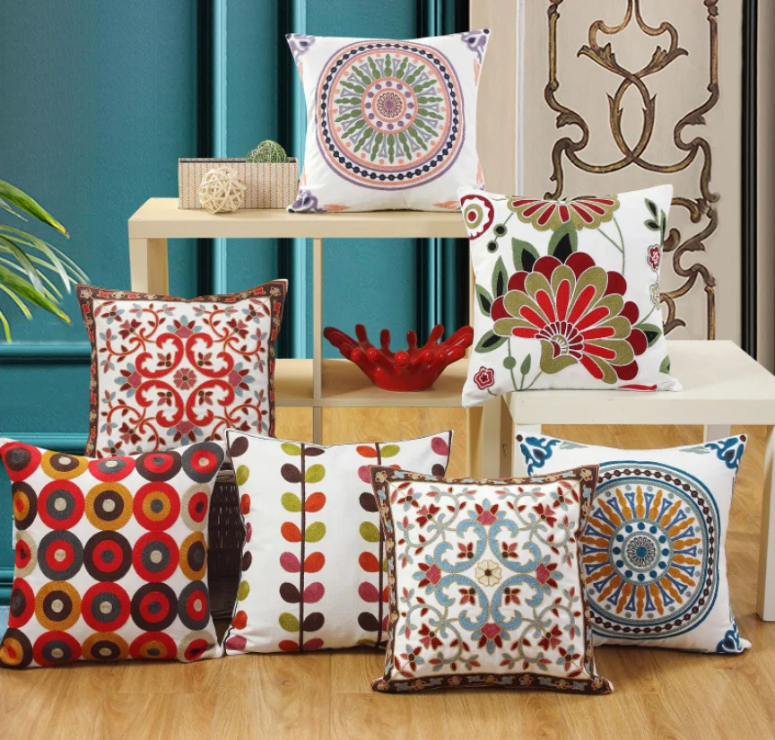 
 Высококачественная наволочка с вышивкой на заказ, наволочка из хлопка и льна с вышивкой для дивана  