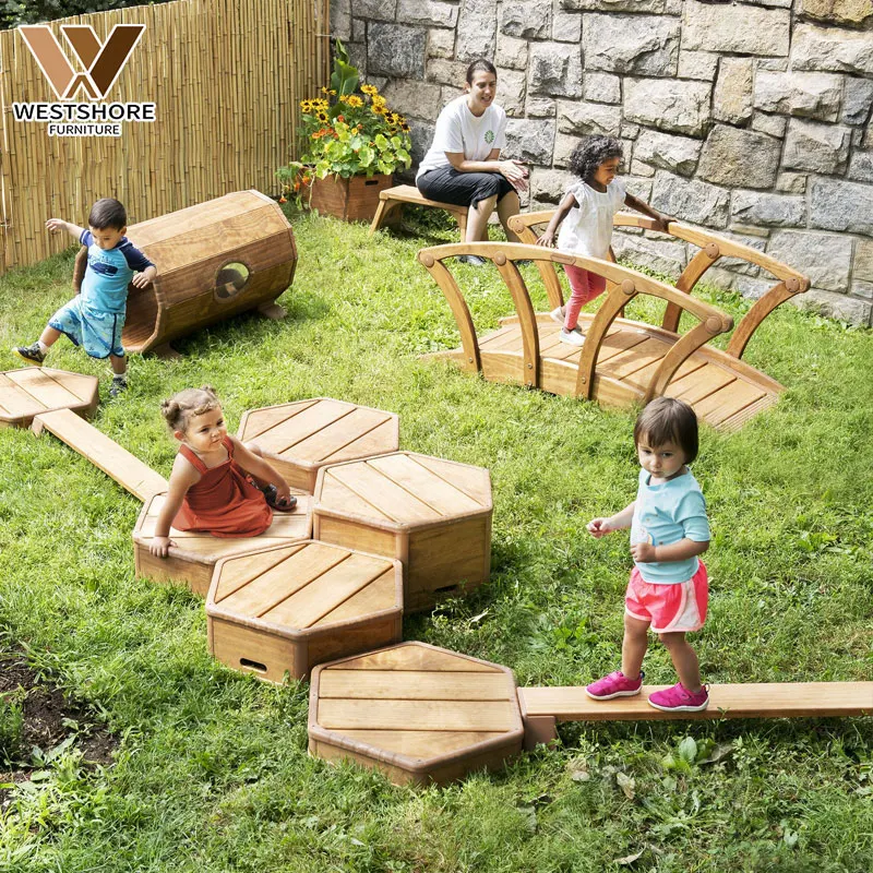 Manufacturer of Kindergarten Tunnel Climbing Combination Slide Outdoor Wooden Toddler Activity Set Playground Equipment