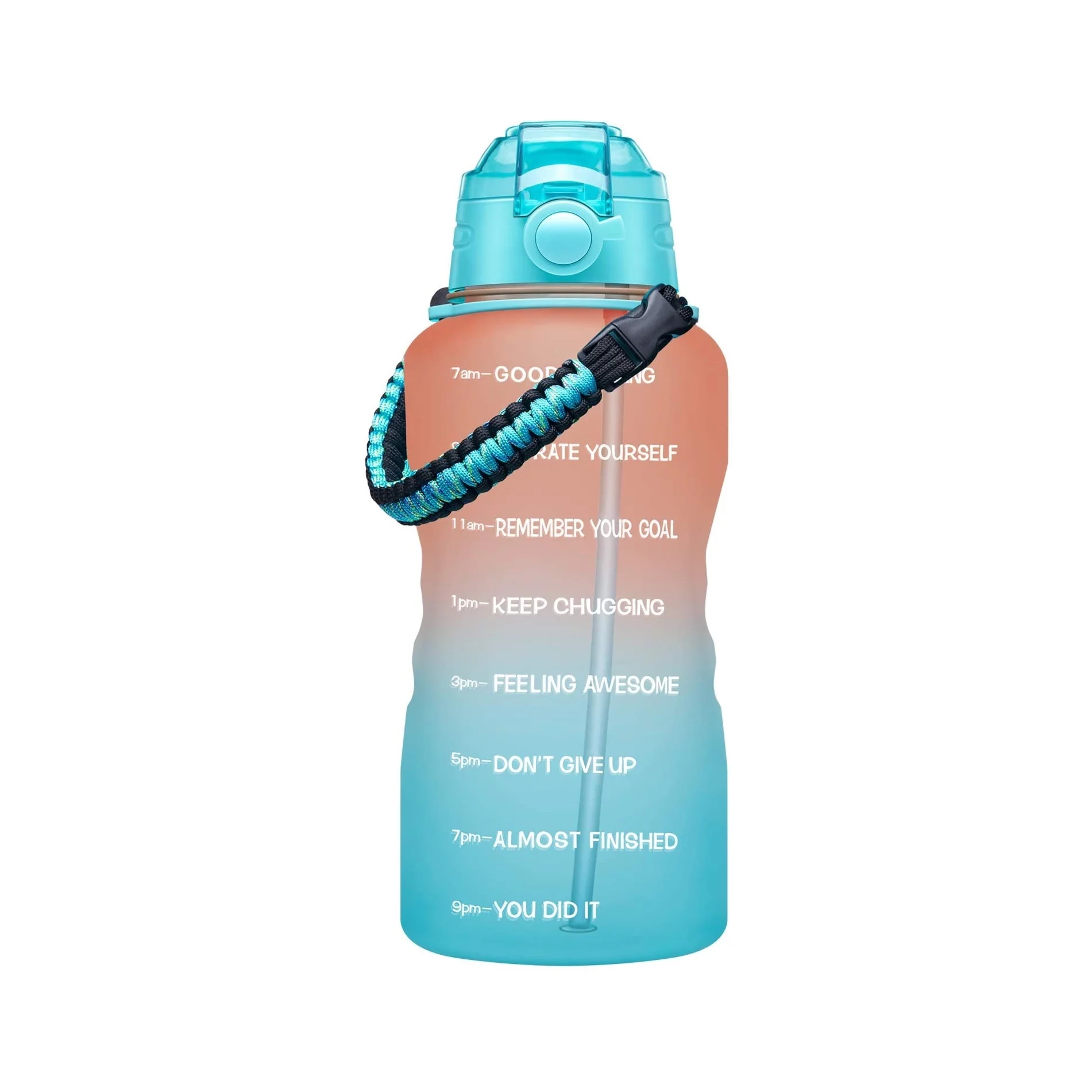 
Leakproof Water Jug Large 64/128OZ Motivational Water Bottle with Handle and Removable Straw with Time Marker 