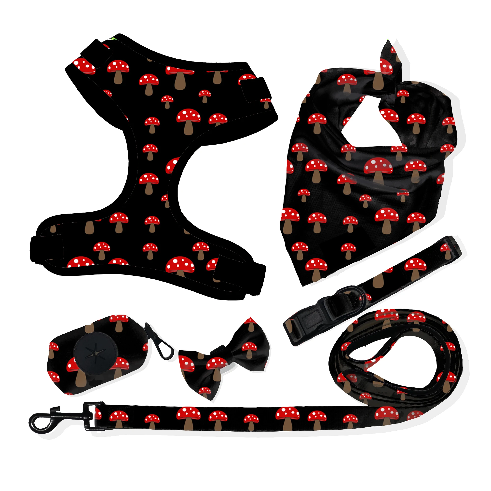 Manufacturer Classic dog harness mesh no pull custom design soft nylon padded breathable pet cat puppy  harness and leash Bowtie