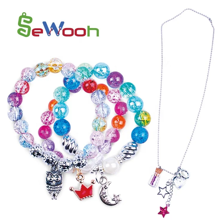 
Making 1 Necklace and 3 Bracelets Kids DIY Crystal Beads for Jewelry Kit 