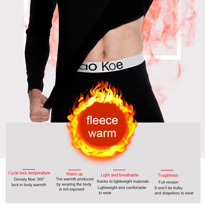 High Quality Mens Underwear Thermal Thick Fur Lined Fleece Winter Thermal Legging Set Good Fabric For Thermal Underwear