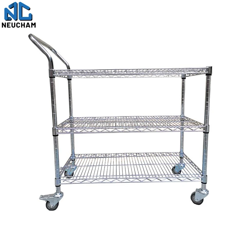 Storage of Various Items 3 Layer Kitchen Trolley Rolling Laundry Cart Bins With Wheels and Handle