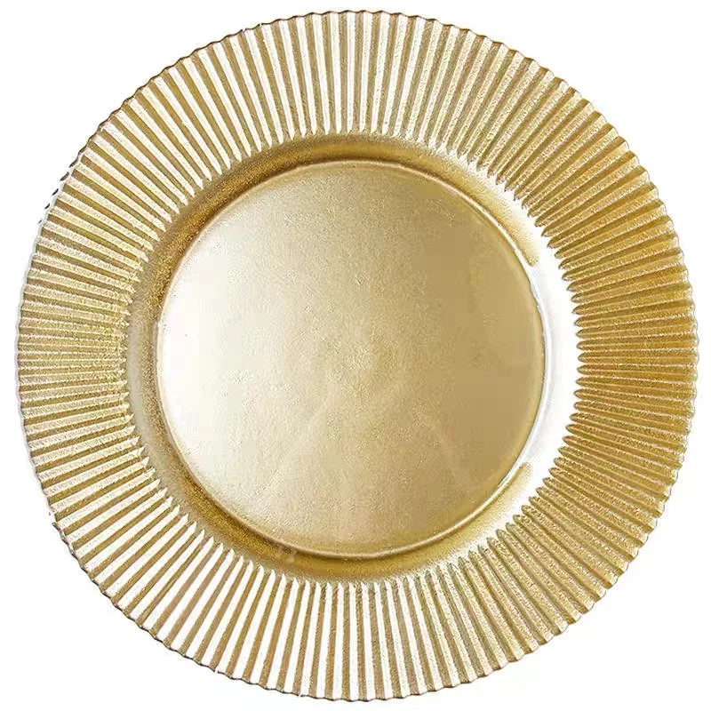 Wholesale Bulk Stock Wedding Dinner Decorative Plate Clear Acrylic Charger Plates With Gold Rim Elegant Plastic Plates