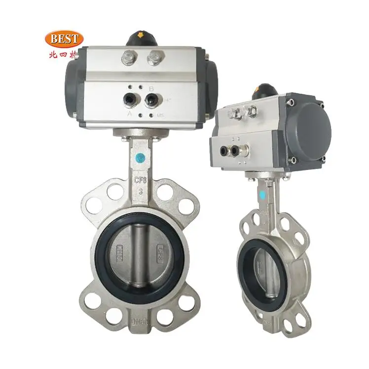 Valve wholesale Q810 Cast Iron Carbon steel Stainless Steel wafer flange 150mm butterfly valve for pneumatic control actuator