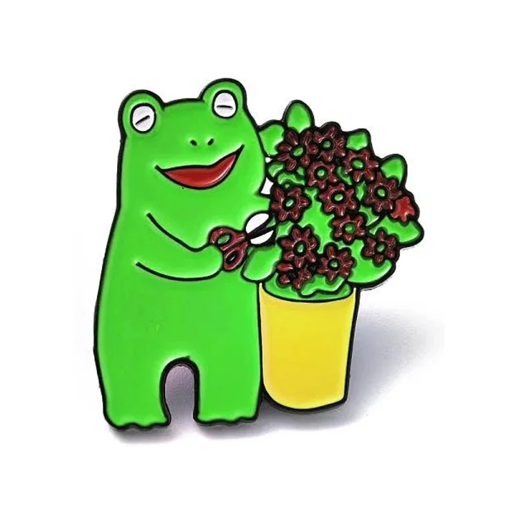 Cute Glitter Animal Mushroom Brooch Lapel Pin Badge Silk Screen Printing Tiny Frog Soft Hard Custom Pins Enamel