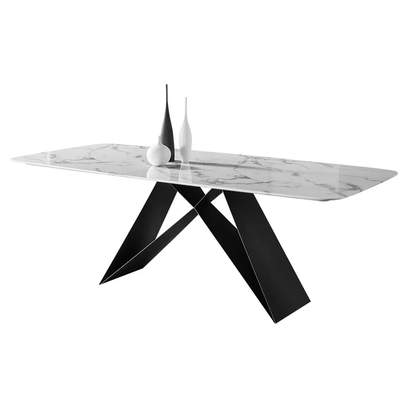 2022 New Modern Nordic Style Dining Table Metal Leg Home Furniture Durable White Marble Table