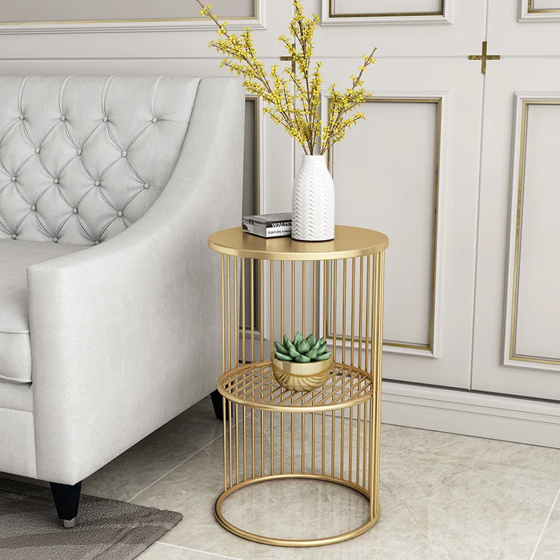 Living Room Simple Marble Golden Side Tables Home Furniture Modern Gold Stainless Steel Frame Luxury Nighstand Bedside Table