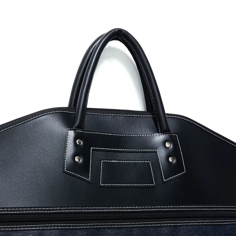 Складная прочная сумка для костюма с логотипом на заказ, Высококачественная нейлоновая сумка из искусственной кожи в стиле пэчворк для одежды с наружными кожаными ручками на молнии