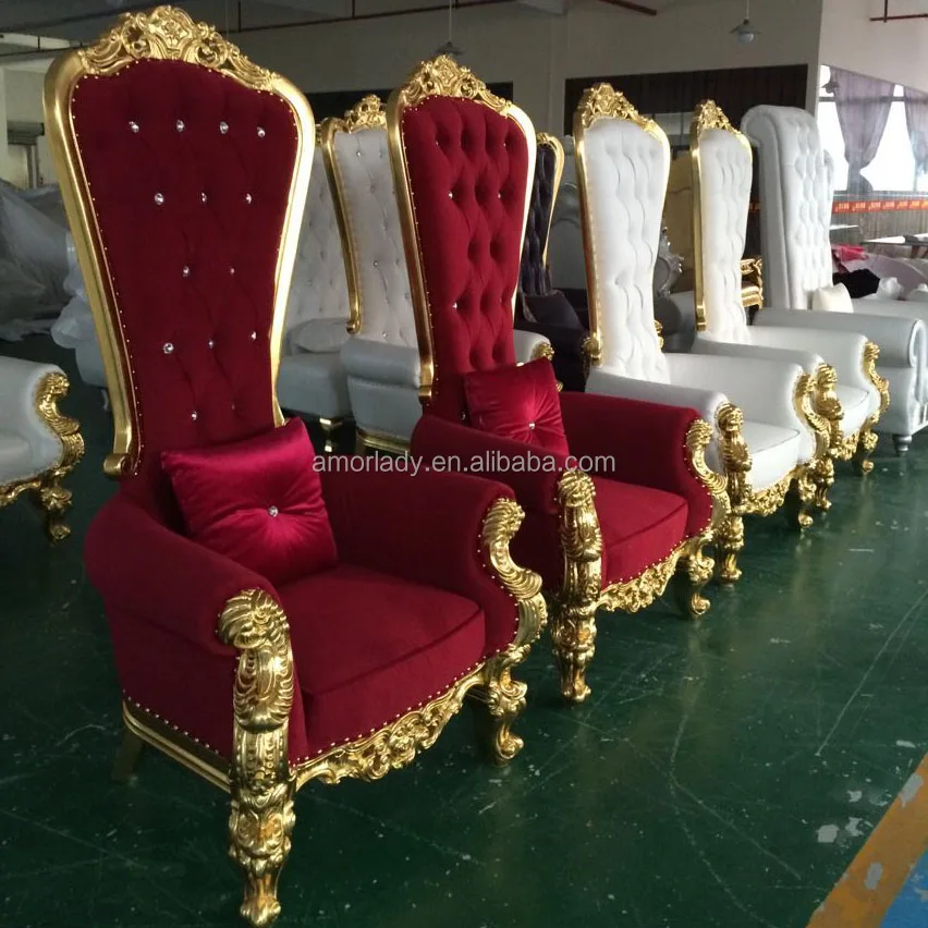  Red and gold cheap wedding king Queen throne