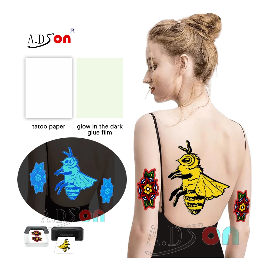 Glow in the Dark Blue Light Blank  Tattoo Paper Luminous Print Your Own Design Temporary Tattoo Transfer Paper