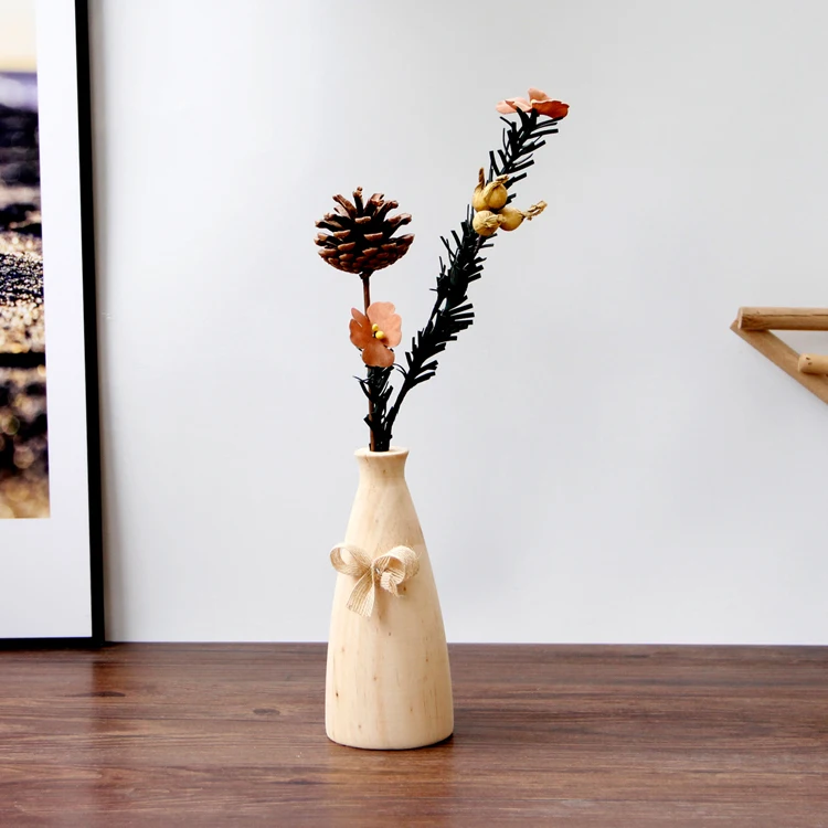 Creative handmade Nordic pastoral wooden vases home decoration simple modern desktop flower