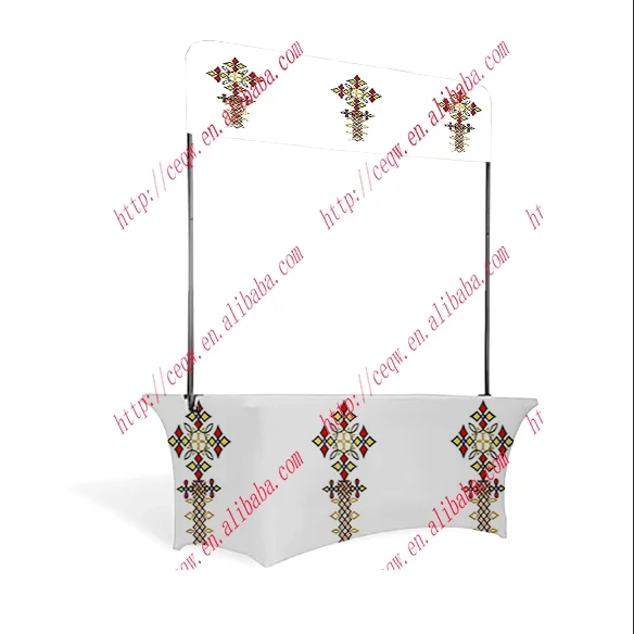 custom any logo Table Top Head Banner Frame Custom Trade Show Fitted Stretch Table Cover arch stand Adjustable table pole stand