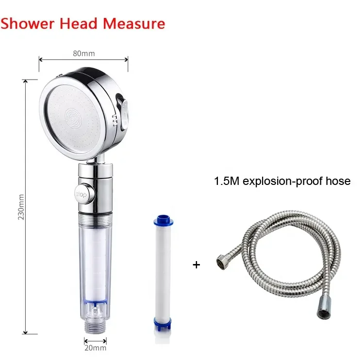 3 Function Spa Hand Held Shower Head Water Saving Filter Cartridge Vitamin C Big Shower Head Filter Calcium Sulfite