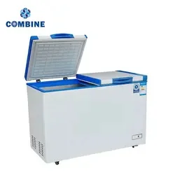 BD-358 12V Солнечная энергия двойная верхняя открытая дверь глубокий морозильник с корзинами для замораживания продуктов
