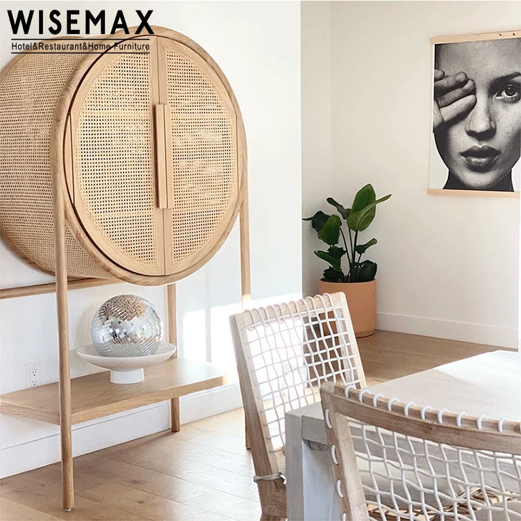 Мебель WISEMAX во французском стиле шкаф для хранения из массива дерева с полкой двухдверный ротанговый