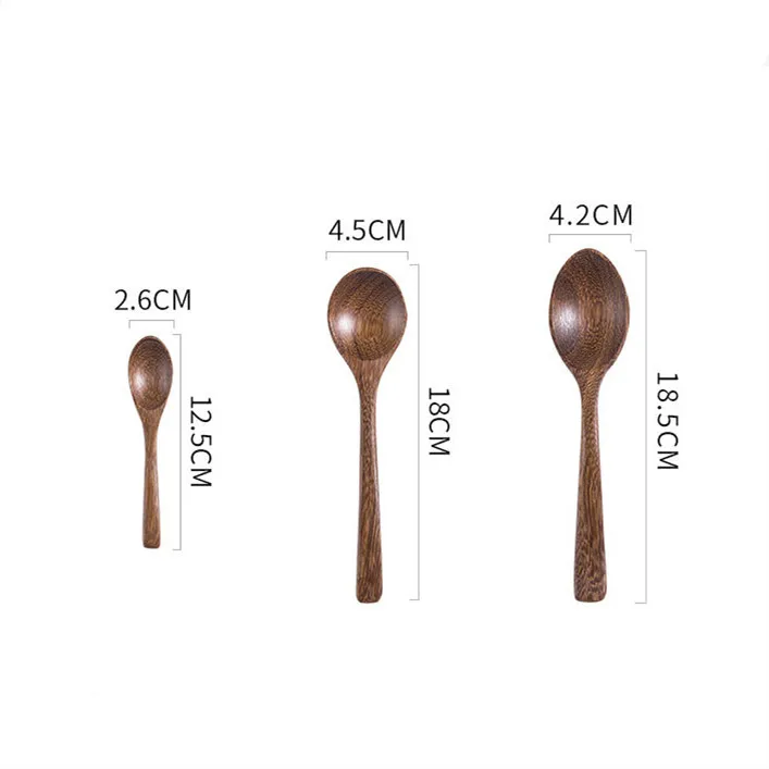 Simple Design in Japanese and Korean Style Spoon Cooking Utensil Tool Soup Teaspoon Catering For Kitchen 7 Inch Wooden Spoon