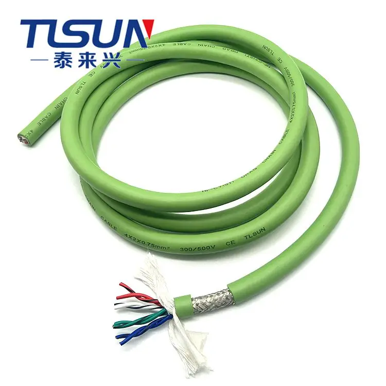 European Standard High Flexible Control Shielded Cable HF-CY (ST) 4P Twisted Pair Tinned Copper Braided Shield Green PVC 300V