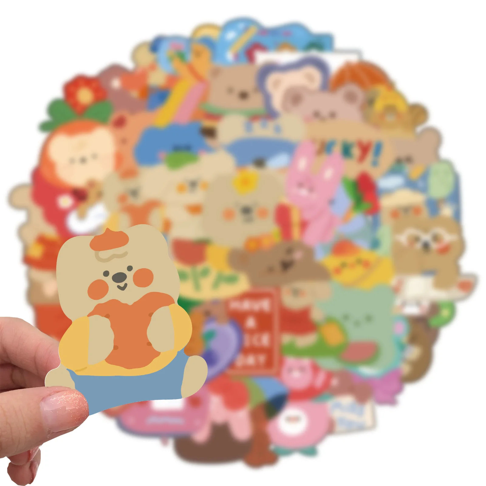 50pcs/Pack 2021 New Cartoon Cute Anime Bear Graffiti Suitcase Guitar Refrigerator Waterproof Stickers Wholesale