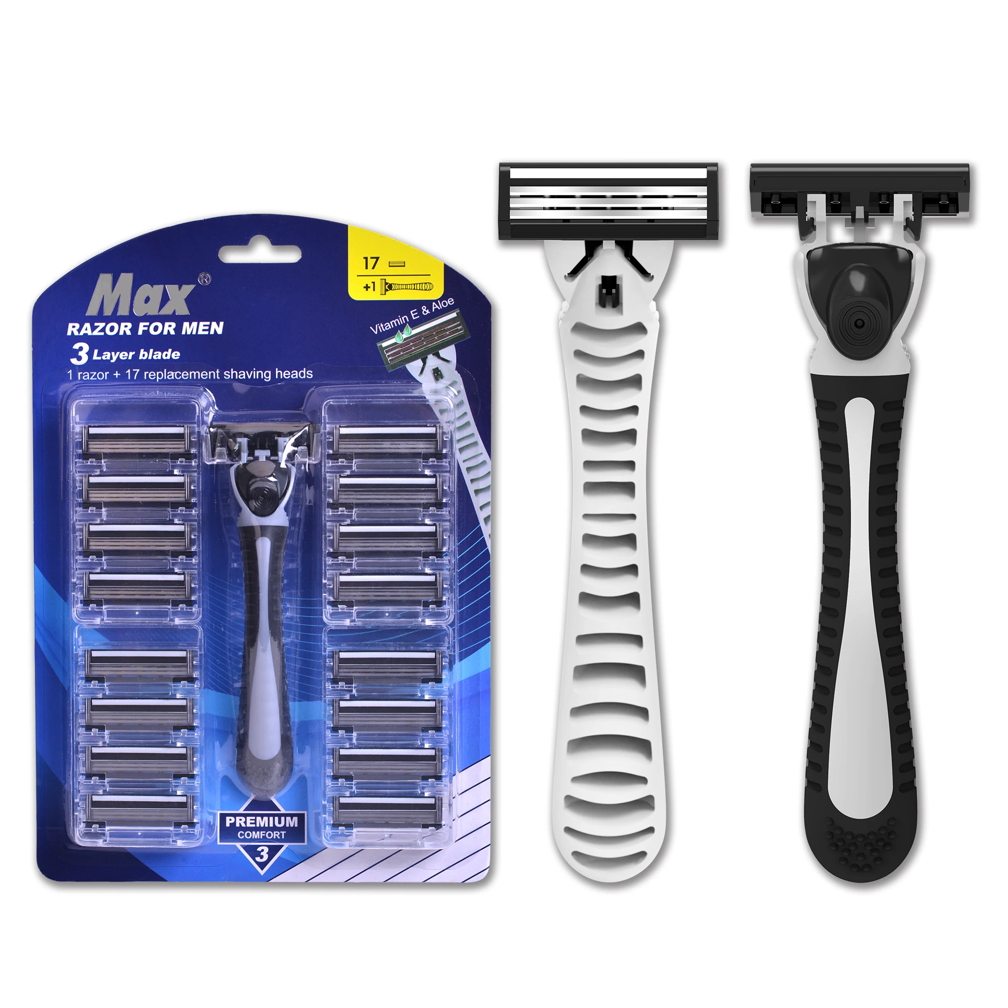 Max 3 Layer Blade 1 Handle With 17 Cartridges System Razor For Man