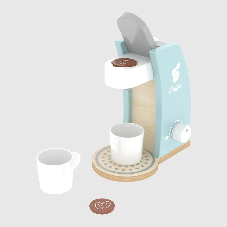 Diy Toy Coffee Machine Set Barista Cup Pink Solid Pretend Takeaway Play Wooden Toys Coffee Maker Wooden Kitchen Toy