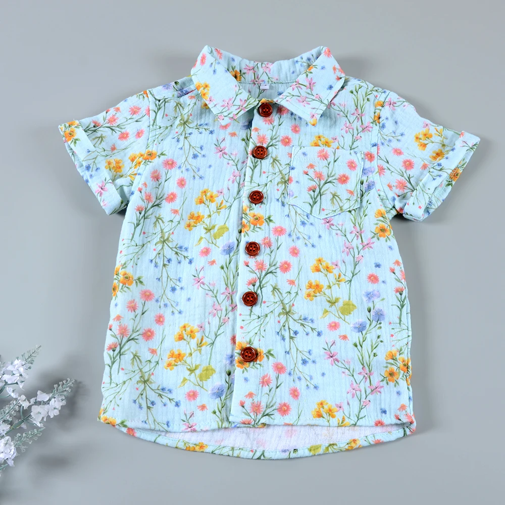 Colortex hot sale Baby Boys Girls Clothing Sets Summer Baby Wear Short Sleeve Printing Muslin girls 10 to 12 years clothes sets