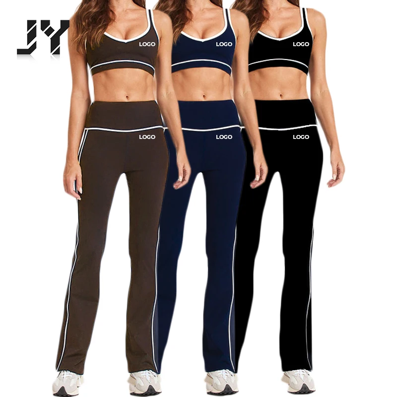 JoyYoung 2024 на заказ одежда для йоги белое Спортивное нижнее белье Слинг расклешенные Леггинсы Йога спортивный костюм женщин