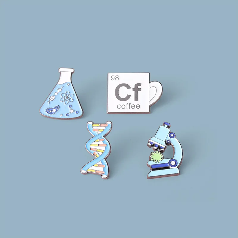 Science Experiment Badge Experiment Bottle Brooch Gene Chain Microscope Metal Souvenir Pin Brooch Brooch