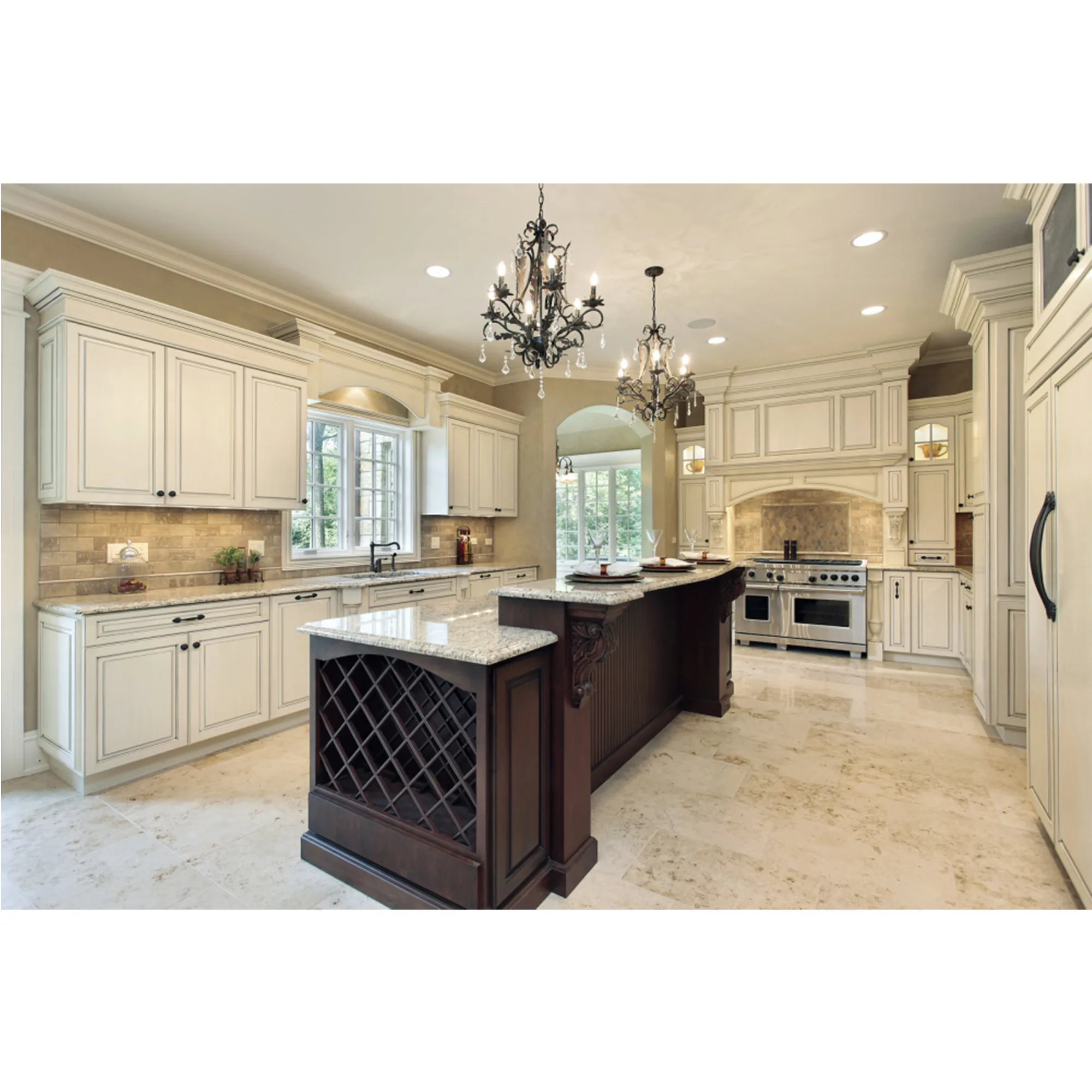 French country green and cream white shaker custom made kitchen design