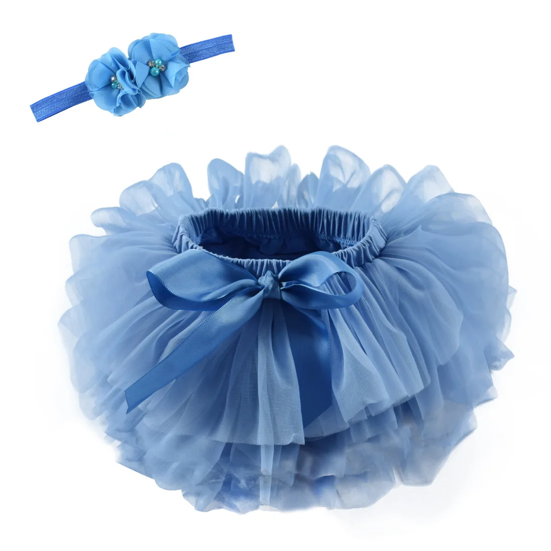 High Quality Multicolor Mesh PP Pants Tulle Tutu Skirt with Headband for Baby Girl