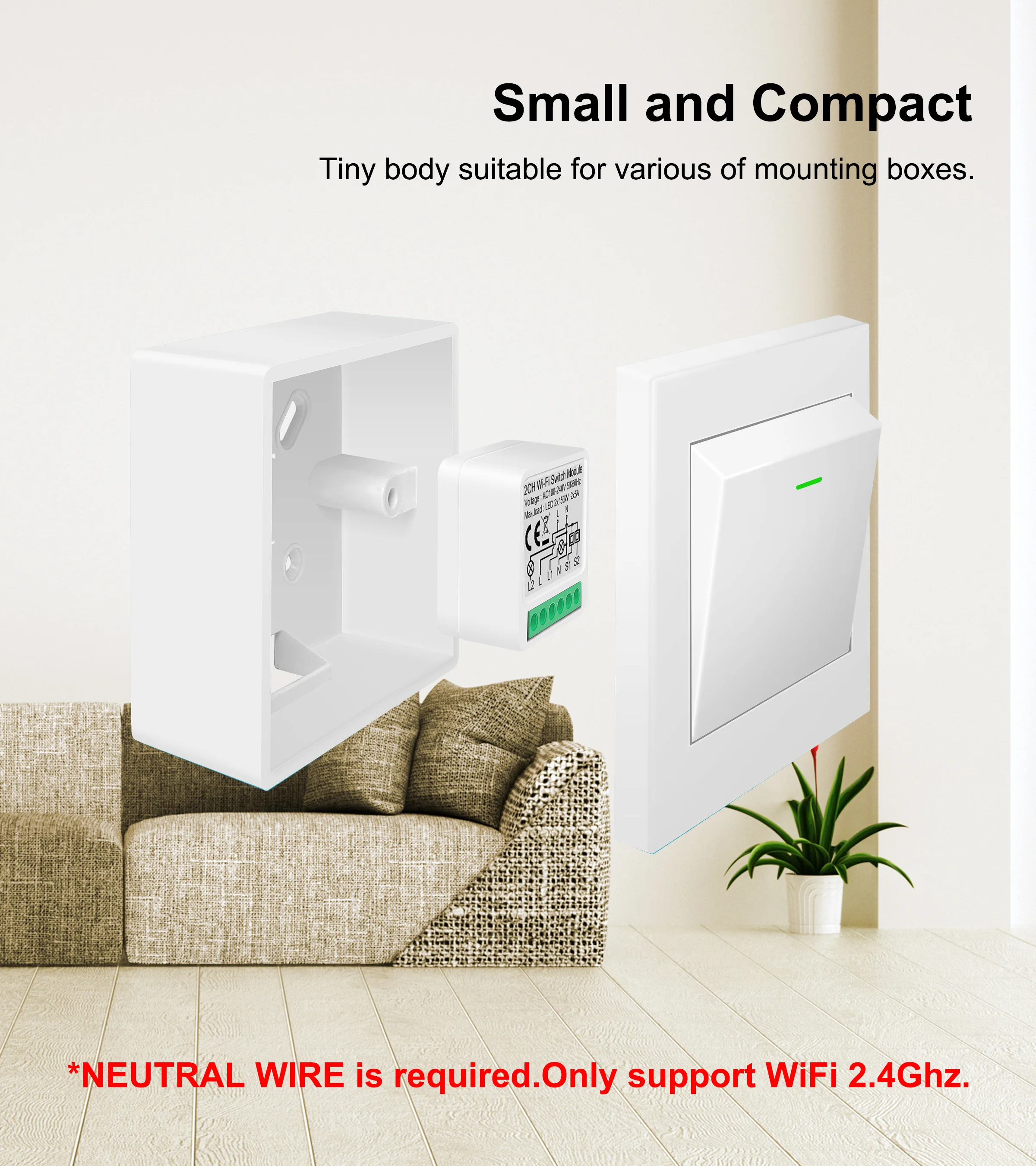 Tuya Интеллектуальный переключатель Wi-Fi модуль электрический выключатель мобильное приложение 1/2/3/4 банды