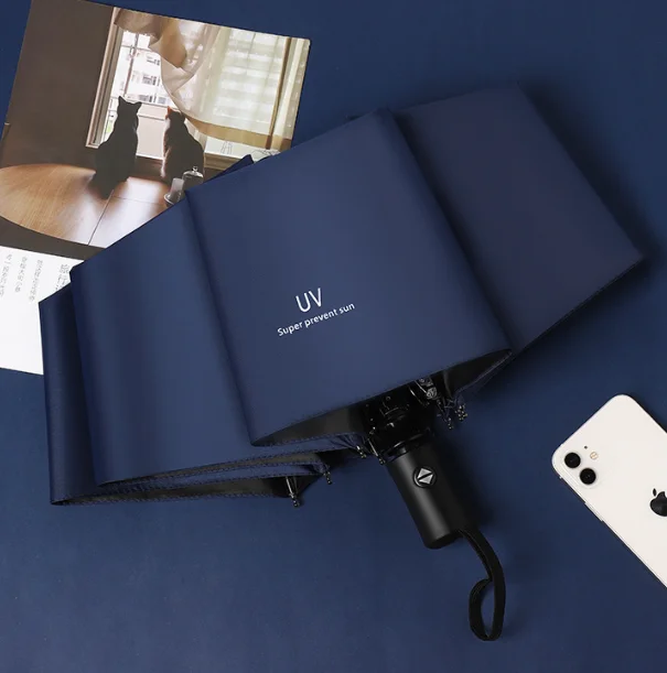 Factory Wholesale Promotional 3 Folding Uv Automatic Umbrella For Rain Windproof Sun Parasol Umbrella Custom Umbrella With Logo