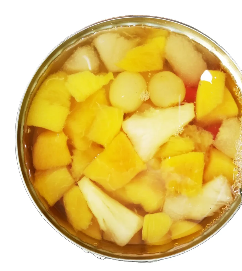 Прямая поставка с завода в Китае, желтый персик, груша, ананас, 5 фруктов, смешанный A10 820 г 425 г консервированный фруктовый коктейль в сиропе