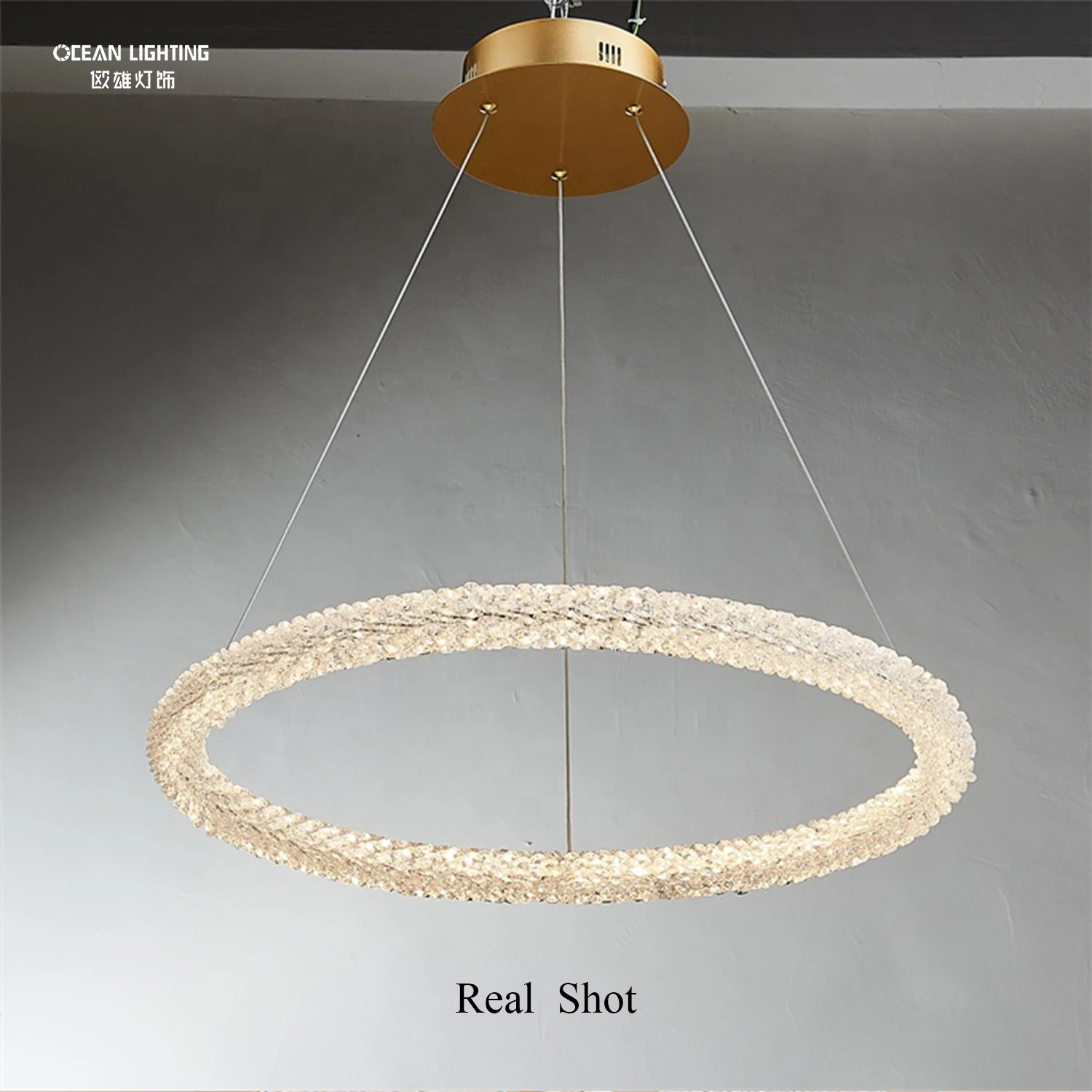 Factory Direct WholeSale Hotel Lobby LED Circle Pendant Light Contemporary Luxury Crystal Chandelier