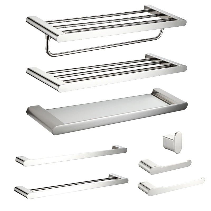 Chrome Modern Wall Mounted Stainless Steel Bathroom Accessories Set