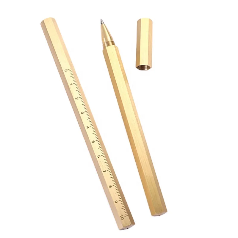 OEM CNC machining hexagon brass metal ball pen roller ball pen writes smoothly