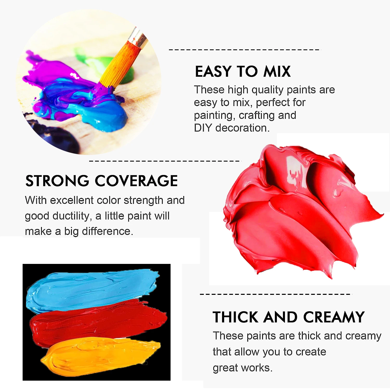 500ml Large Volume Rich Pigmented Thick Acrylic Paint Set For Kid Canvas Wood Ceramic Painting