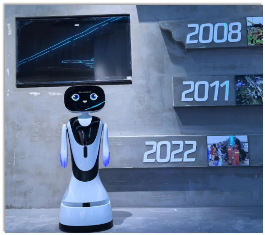 Широко используемый лазерный метод автономной навигации AI service robot ABS Материал Добро пожаловать направляющий робот