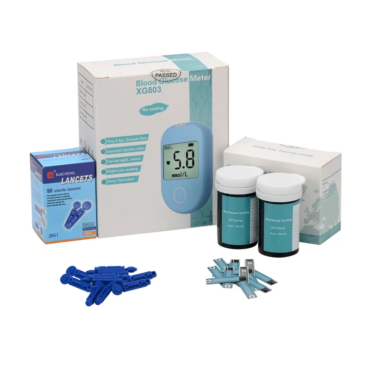 Household easy use portable glucometer one touch blood glucose meter with test strip and lancets