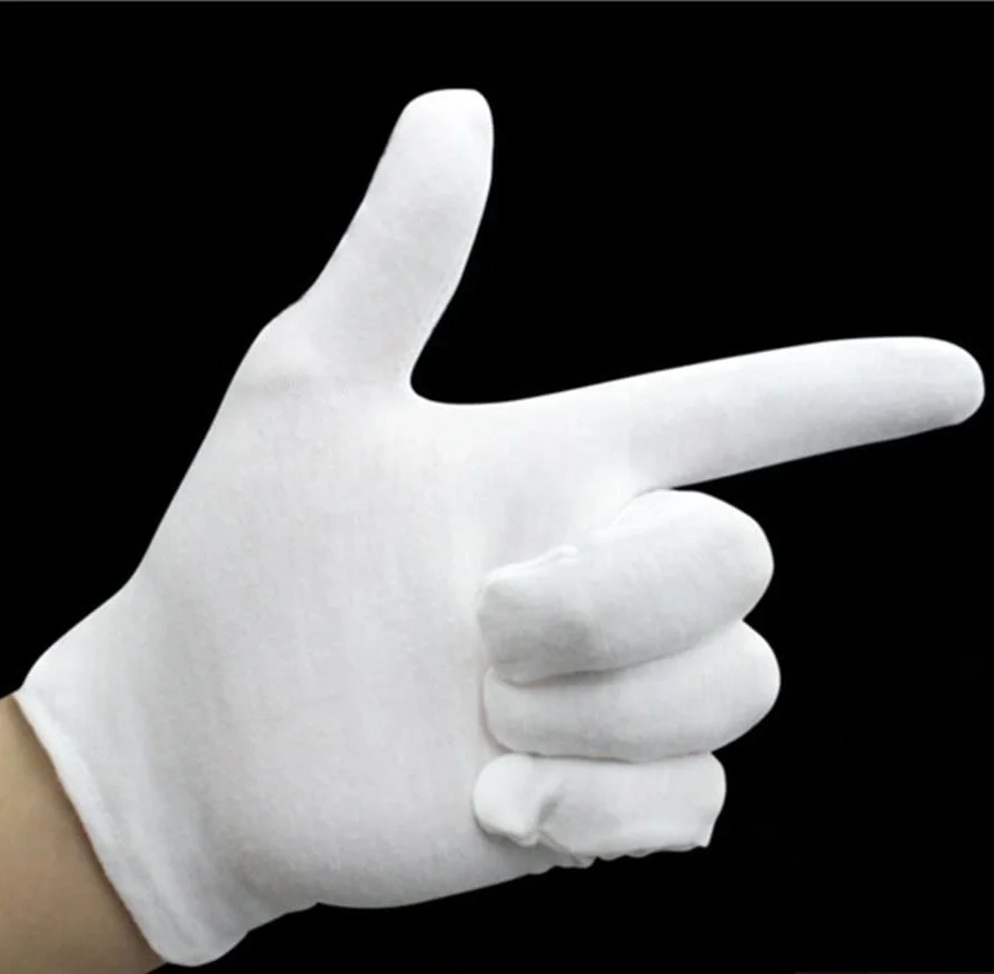 White Soft Mittens Jewelry Inspection Stretchy Work  Cotton Gloves