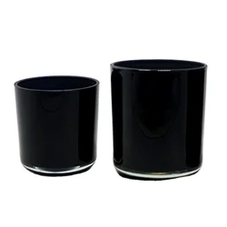 8 унций 10 унций 14 унций глянцевые черные белые синие стеклянные свечи сосуды с прозрачным стеклянным дном