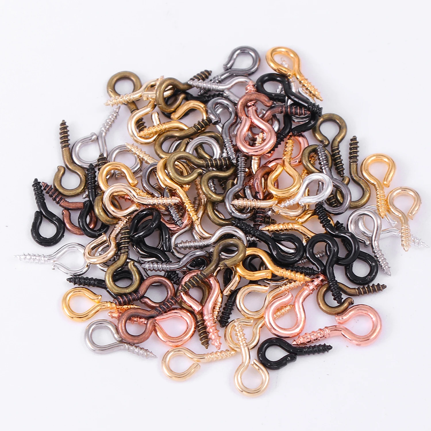 TikTok Hot Sale 100pcs/bag Mini Screw Eye Pins for Jewelry Making Pearl Beads Screw Threaded Hooks Eyelets Clasps Findings