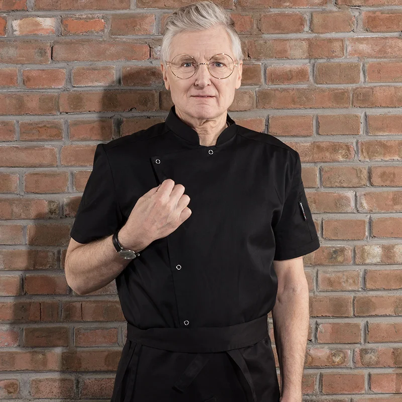 CHECKEDOUT unisex poly cotton half sleeve kitchen chef coat restaurant culinary cook uniforms