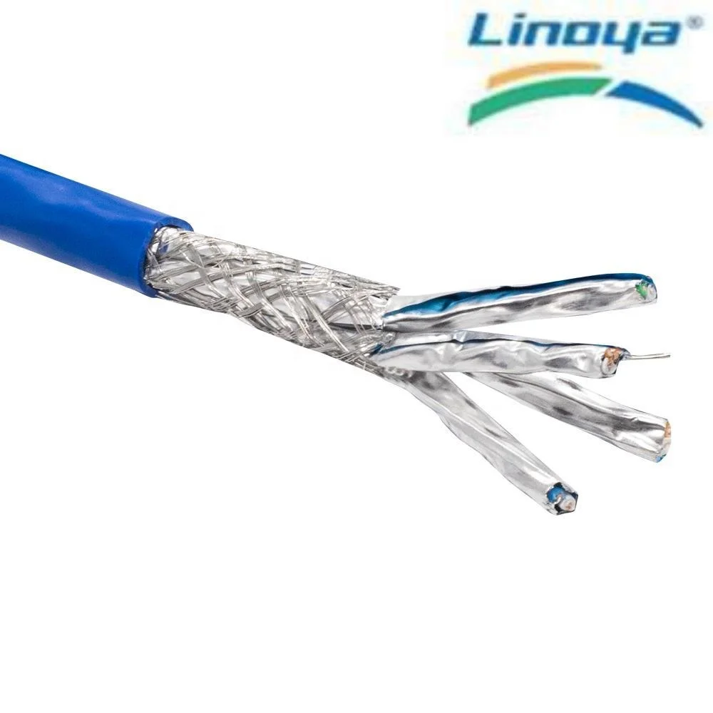 LINOYA 1000mhz Cat7 22awg PVC Cat7 Network Cable Bare Copper Indoor/ Outdoor Lan Communication Cable Data Cable