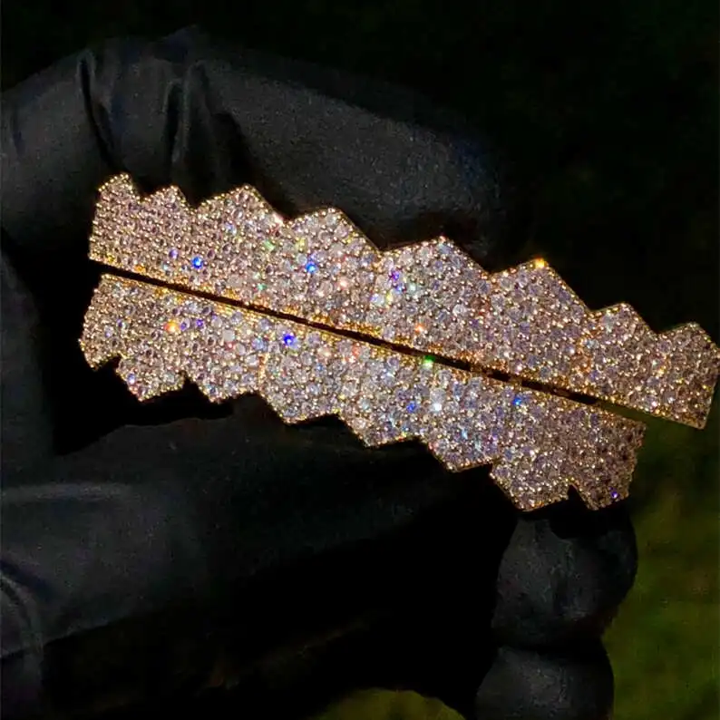 14K gold hip hop grillz custom moissanite teeth grillz